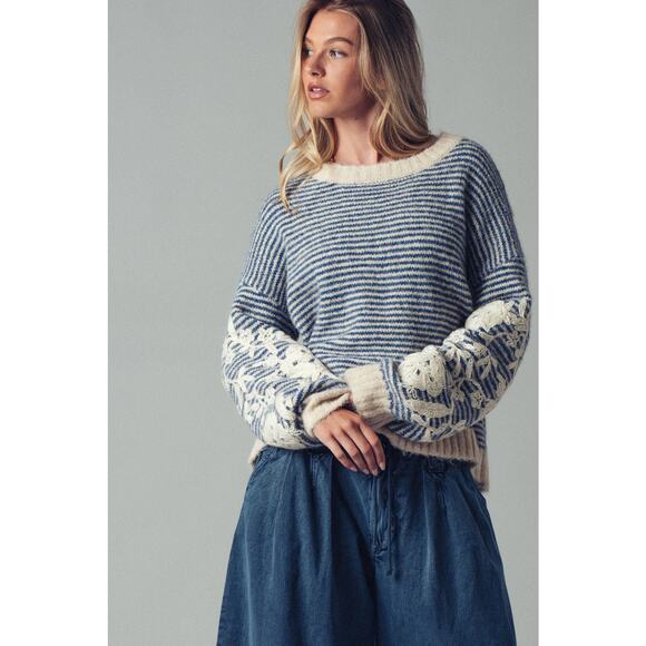 Urban Daizy Floral Embroidered Striped Knit Sweater - Picture 11 of 11